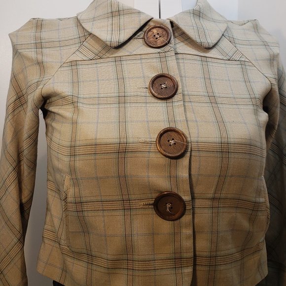 M Designer Zinc Blazer Plaid Jacket Great - Picture 4 of 10
